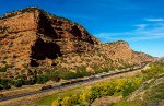 UP 8738 pushing an eastbound manifest freight up Echo Canyon